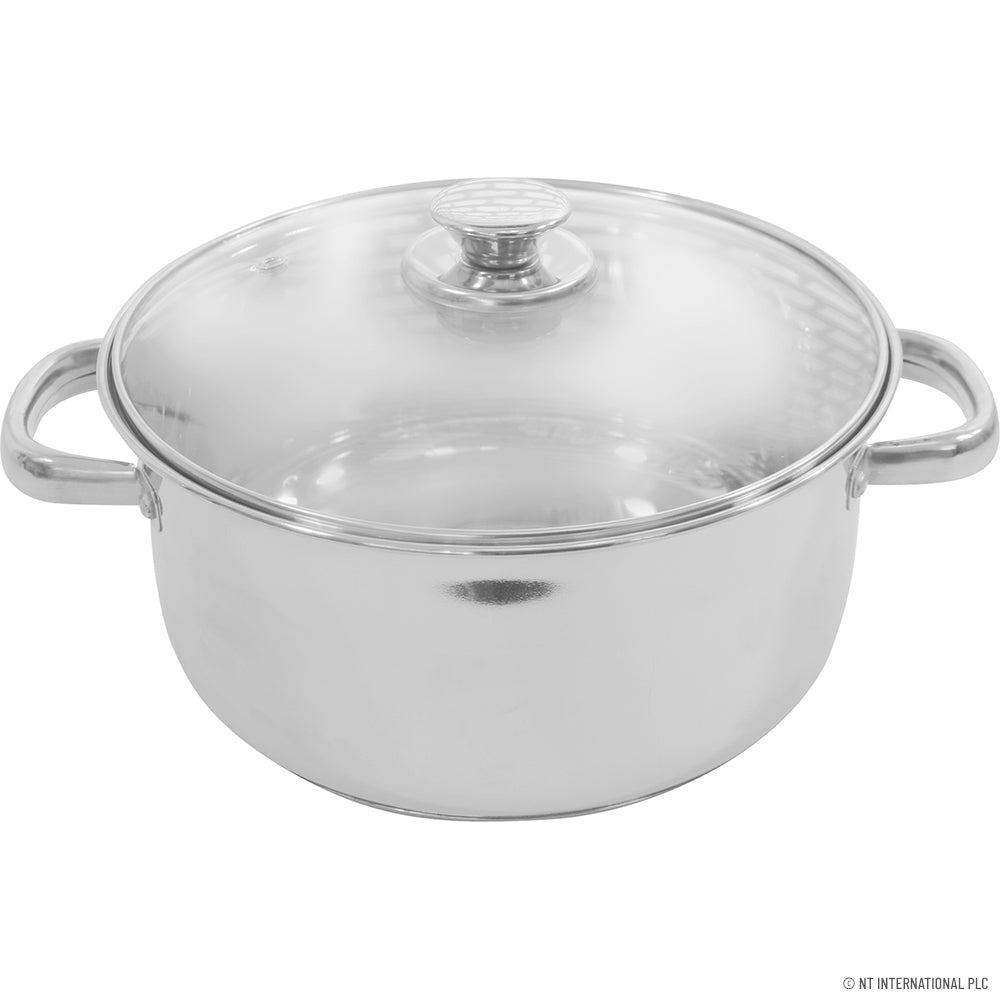 24cm Stainless Steel Casserole with Glass Lid and Induction Base