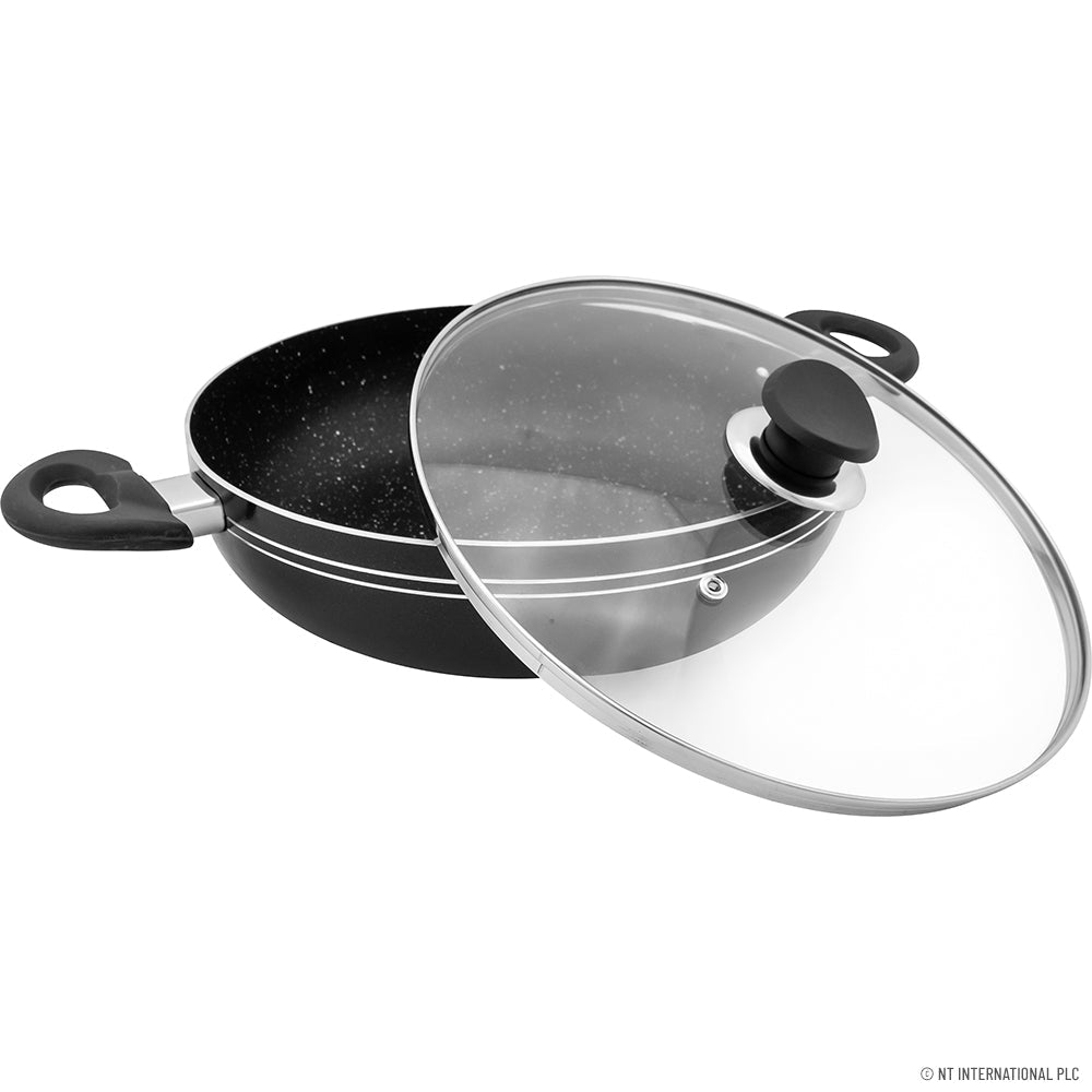 24cm Black Kadai Cooking Pan with Induction Bottom