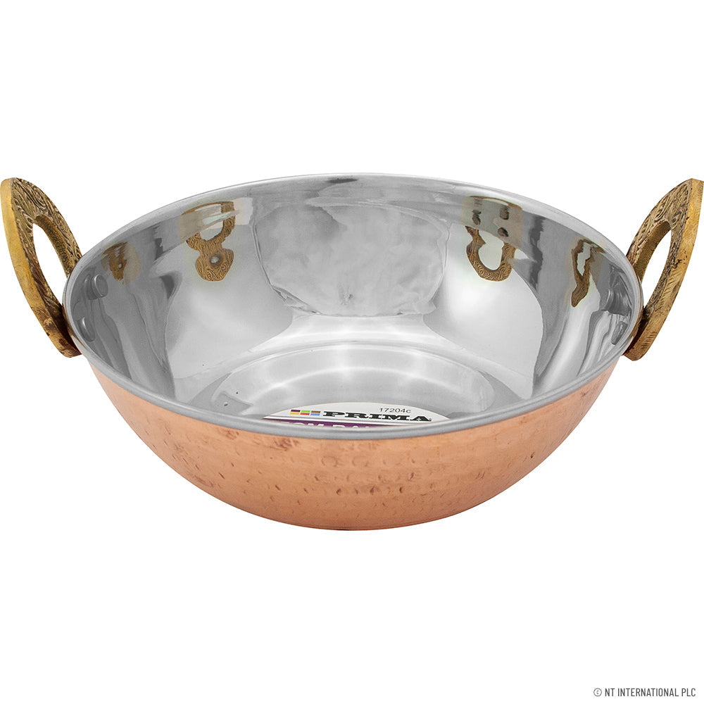 17cm Stainless Steel Balti Dish Kadai with Copper Base