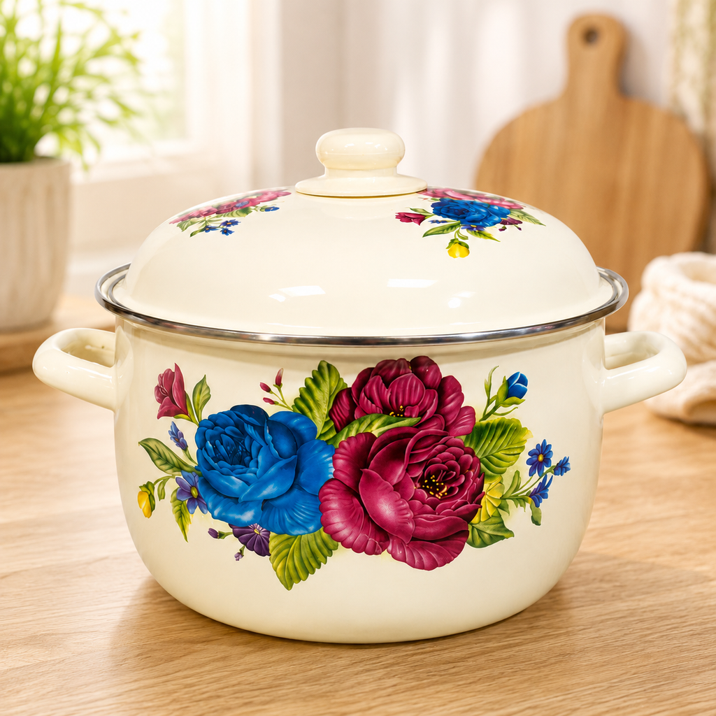 26cm Floral Enamel Casserole