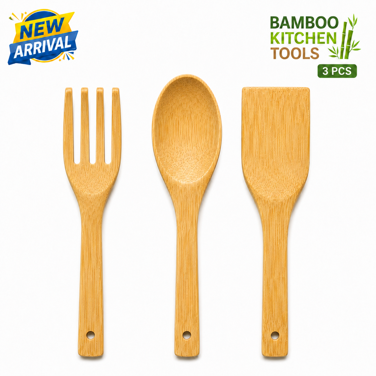 3PC Bamboo Kitchen Utensil Set