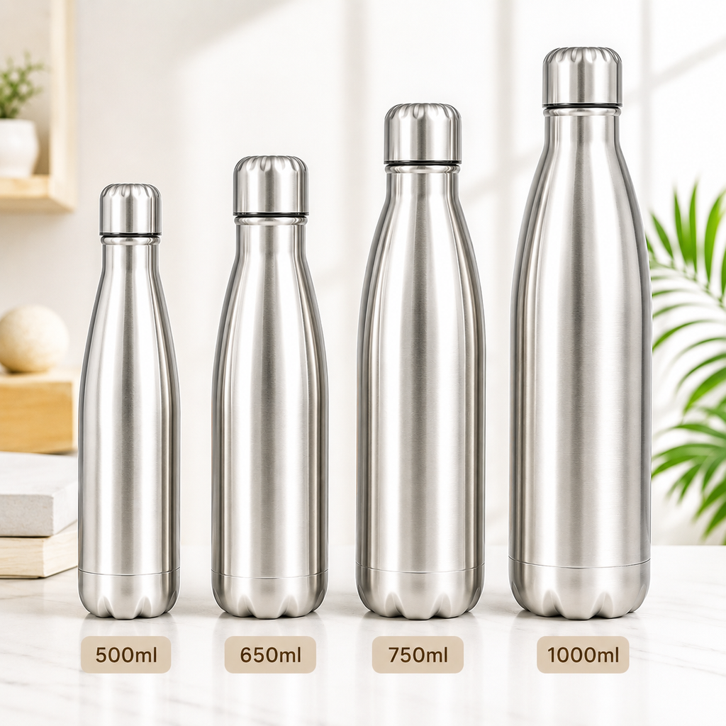 Stainless Steel Insulated Water Bottle – 500ml, 650ml, 750ml & 1000ml