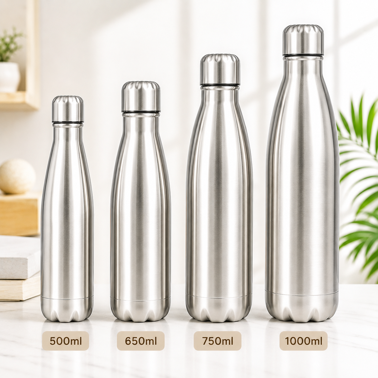 Stainless Steel Insulated Water Bottle – 500ml, 650ml, 750ml & 1000ml