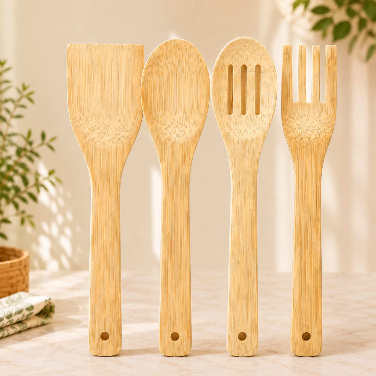 4PC Bamboo Kitchen Utensil Set