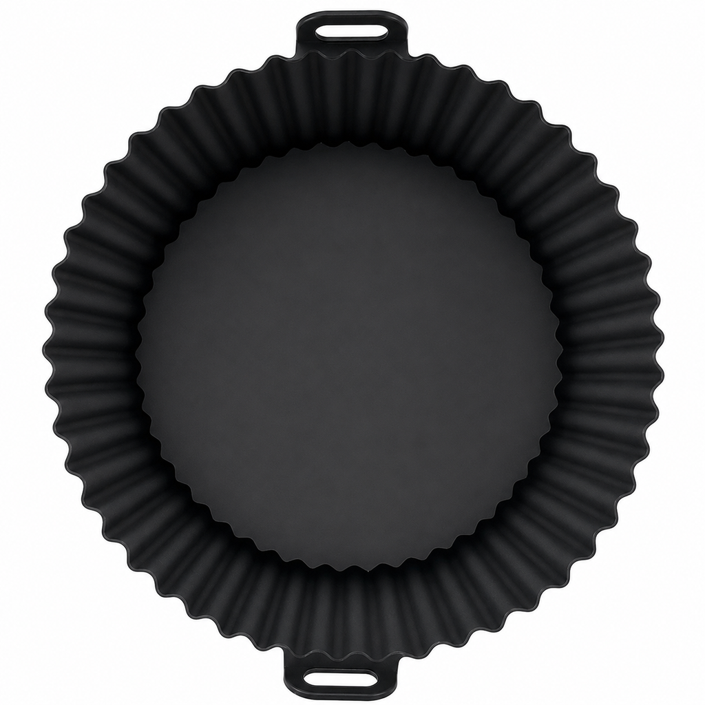 Reusable Silicone Air Fryer Liner – Round Non-Stick Baking Tray with Handles