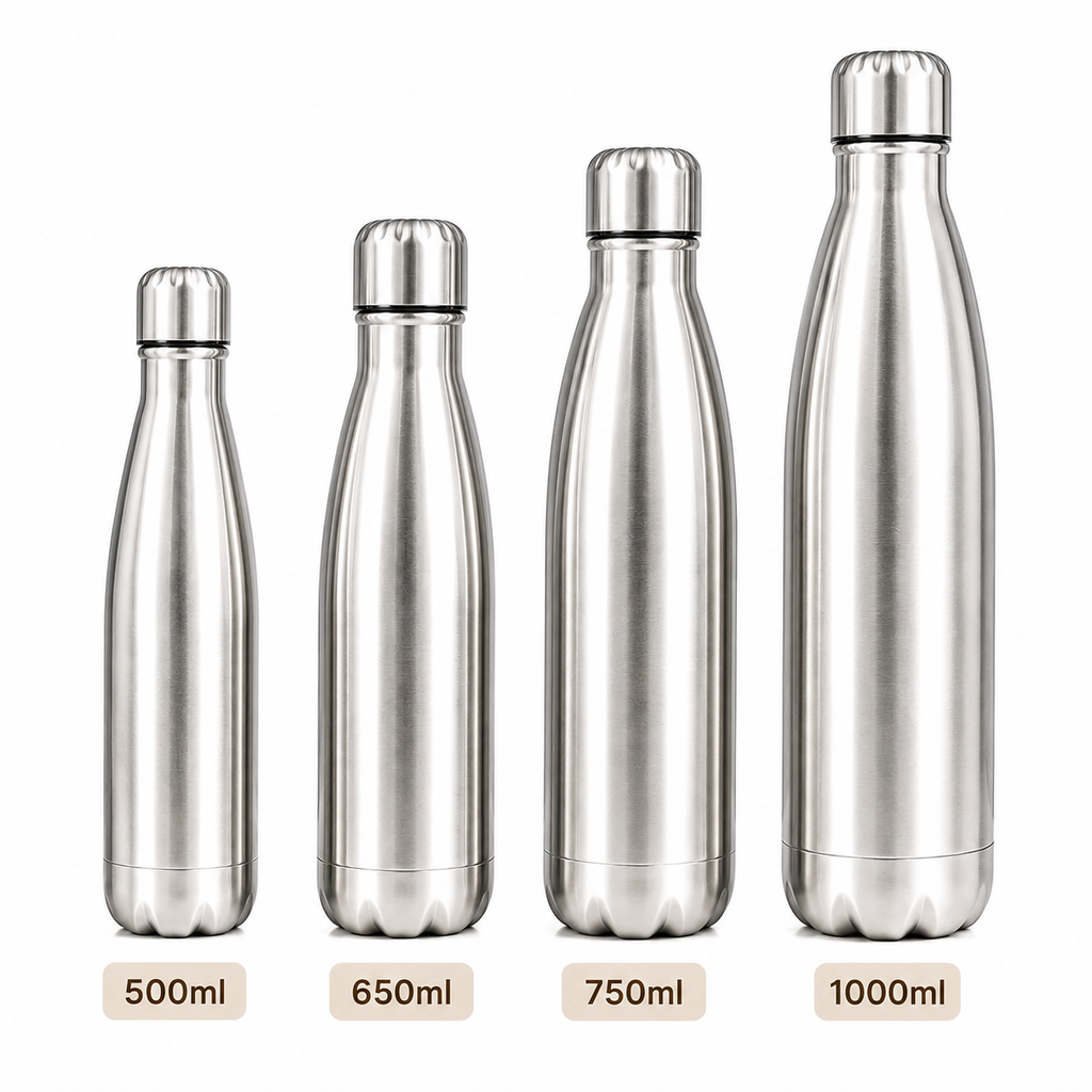 Stainless Steel Insulated Water Bottle – 500ml, 650ml, 750ml & 1000ml