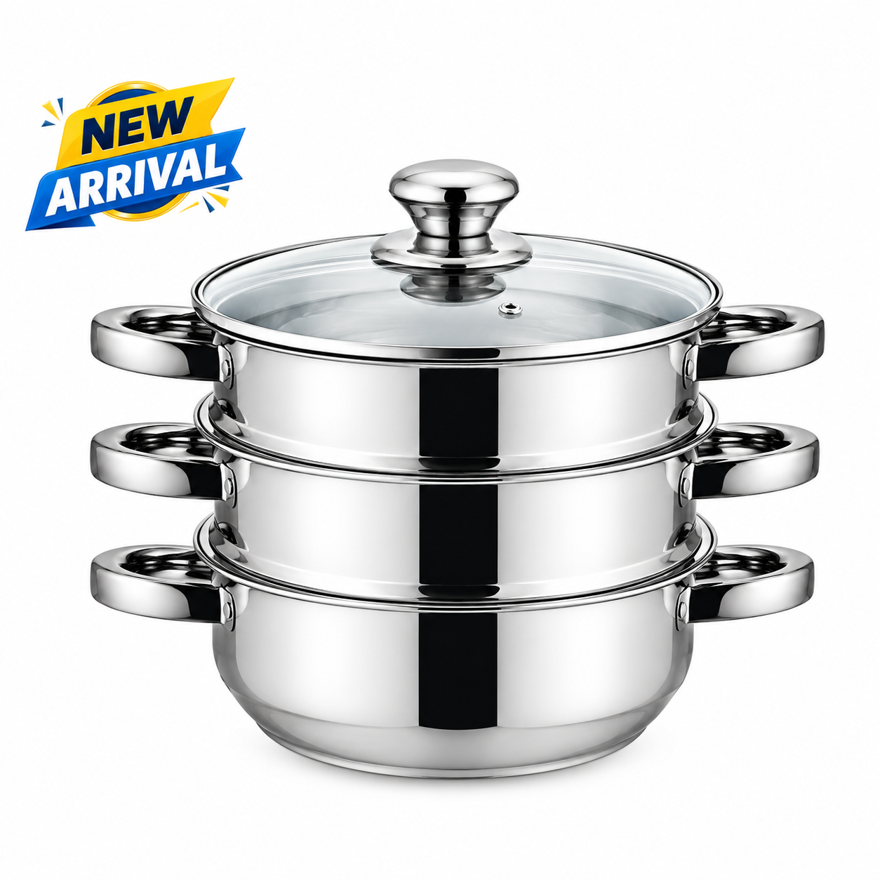 22cm Stainless Steel Steamer Set 3pcs