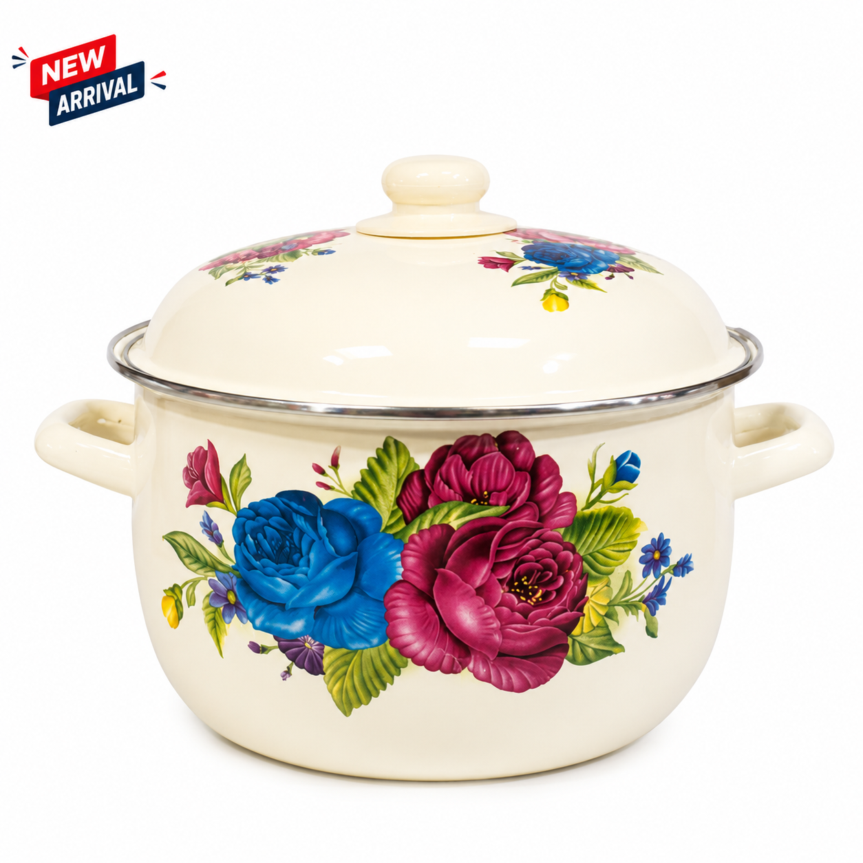 26cm Floral Enamel Casserole