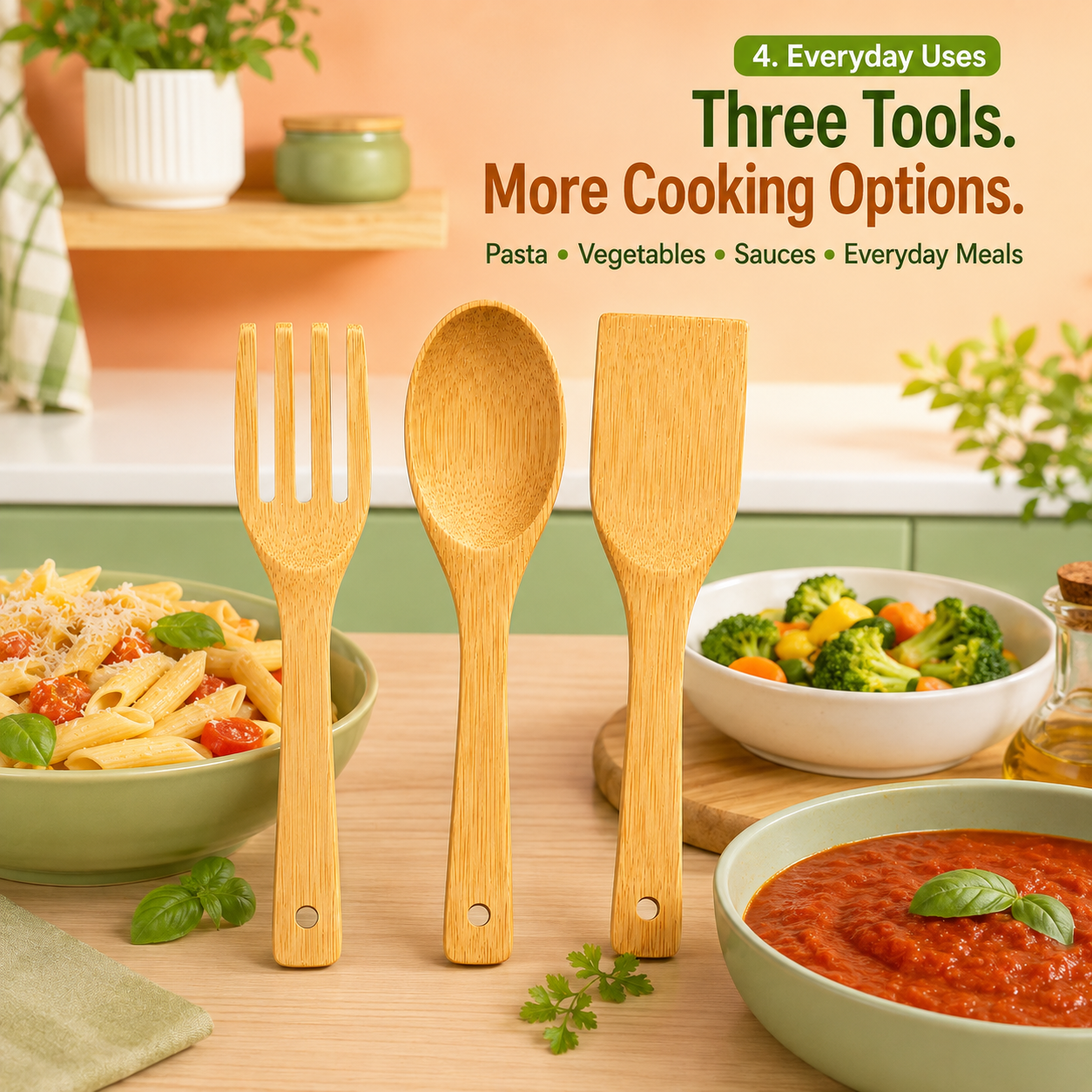 3PC Bamboo Kitchen Utensil Set