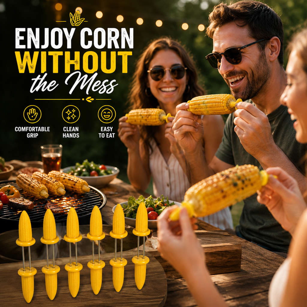 12-Piece Corn on the Cob Fork Set – Reusable BBQ Corn Holders