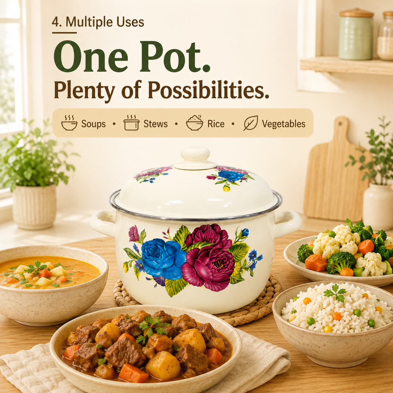 26cm Floral Enamel Casserole