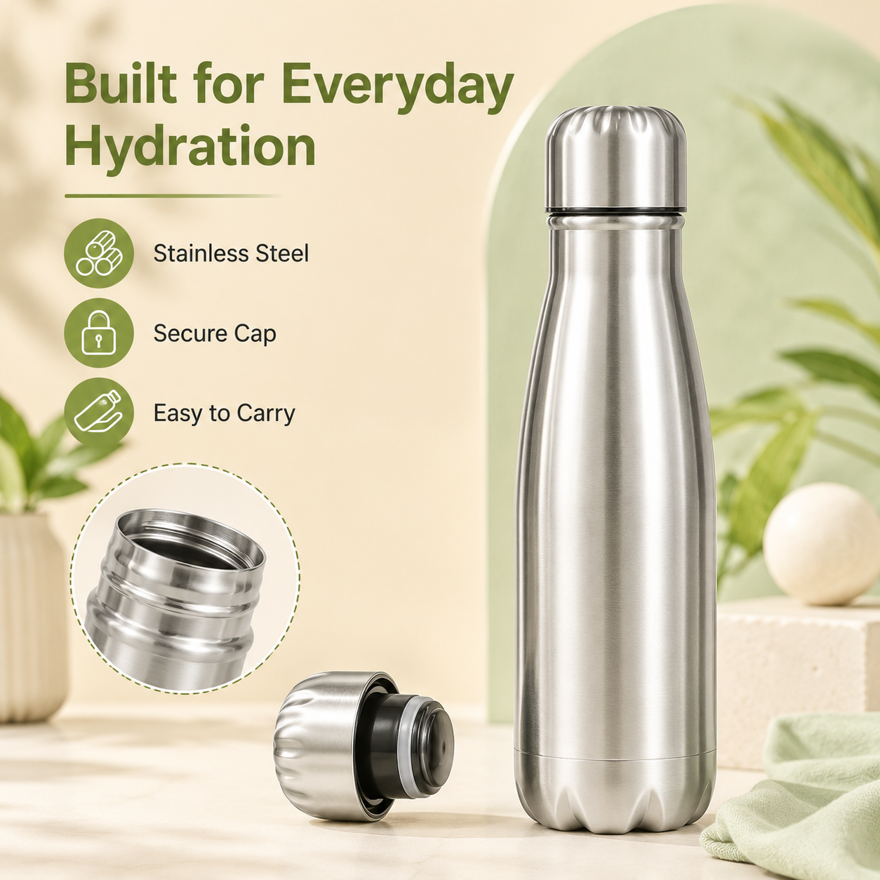 Stainless Steel Insulated Water Bottle – 500ml, 650ml, 750ml & 1000ml