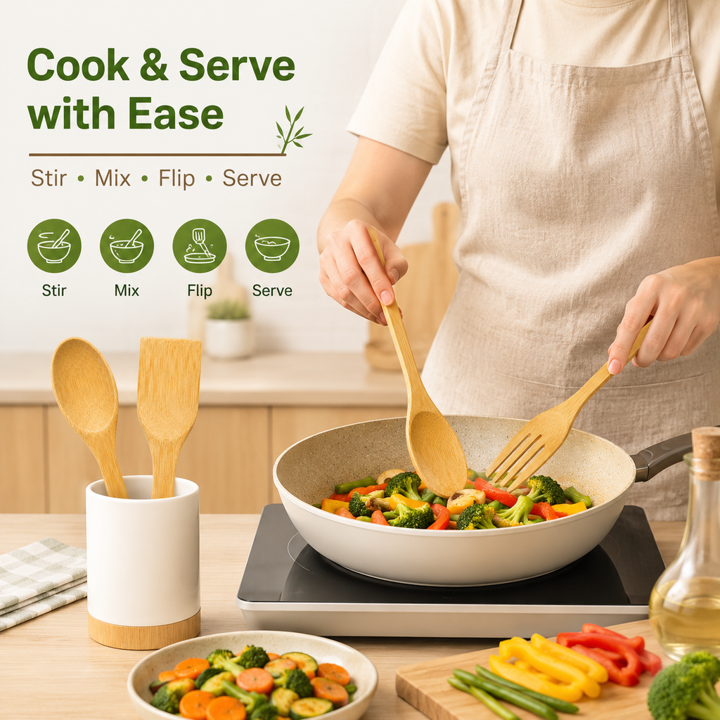 3PC Bamboo Kitchen Utensil Set