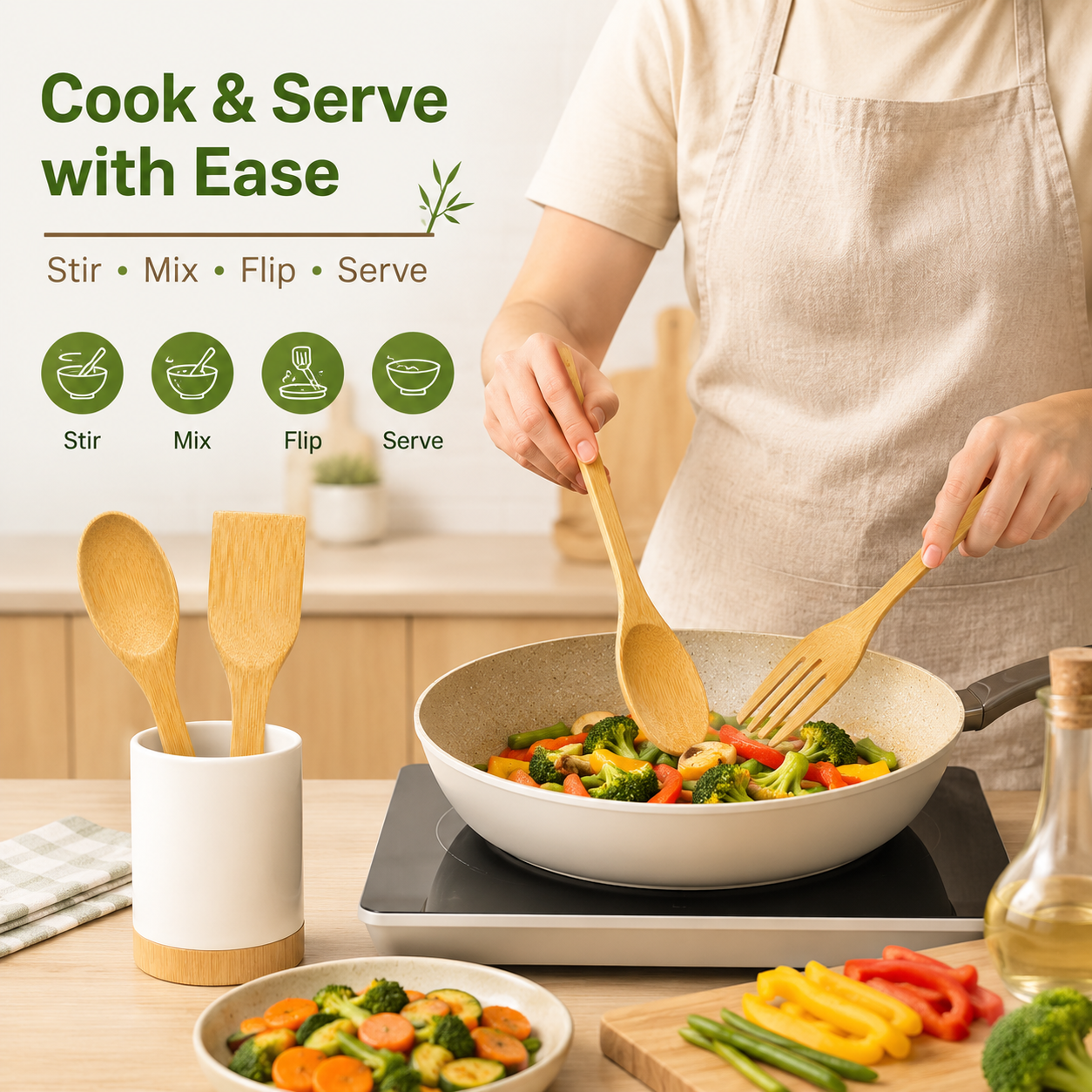 3PC Bamboo Kitchen Utensil Set