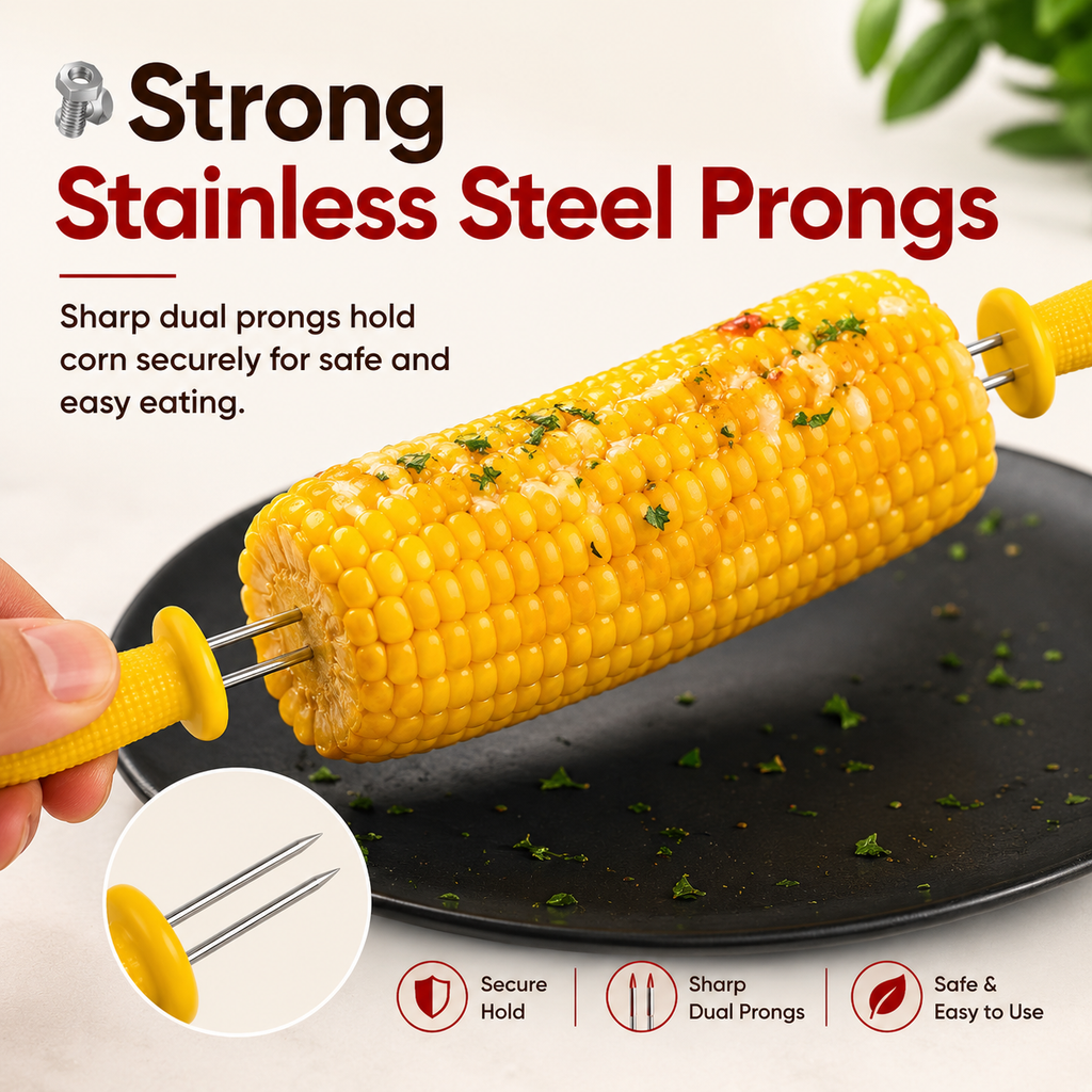 12-Piece Corn on the Cob Fork Set – Reusable BBQ Corn Holders