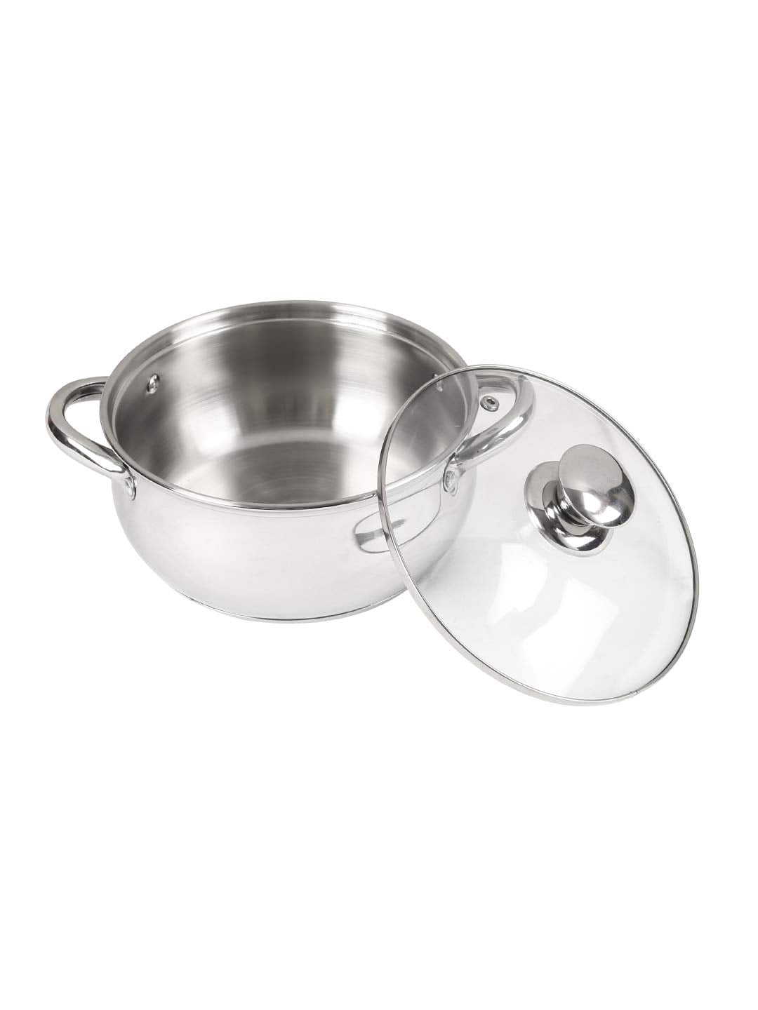 24cm Stainless Steel Casserole with Glass Lid and Induction Base