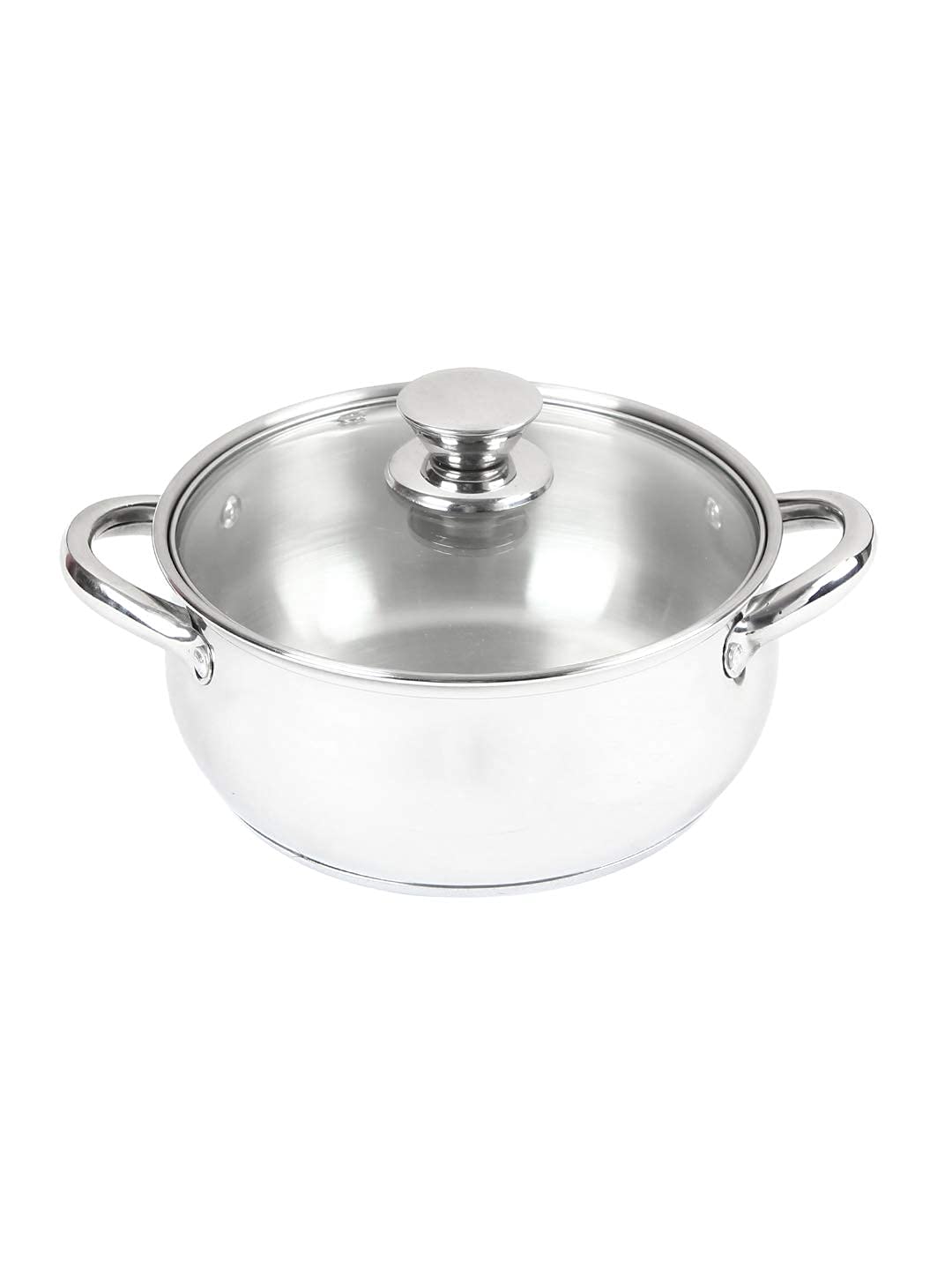 24cm Stainless Steel Casserole with Glass Lid and Induction Base