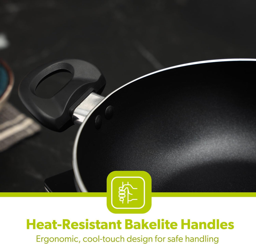 24cm Black Kadai Cooking Pan with Induction Bottom
