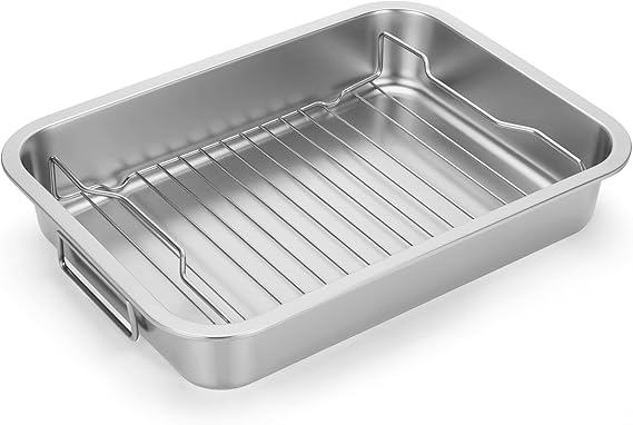 Stainless Steel Roasting Pan 27 x 20cm with Wire Rack