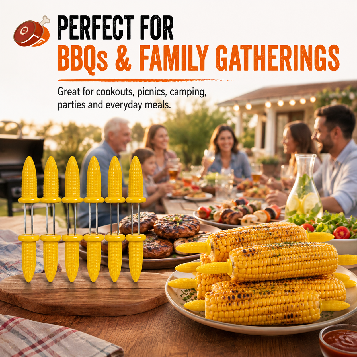 12-Piece Corn on the Cob Fork Set – Reusable BBQ Corn Holders