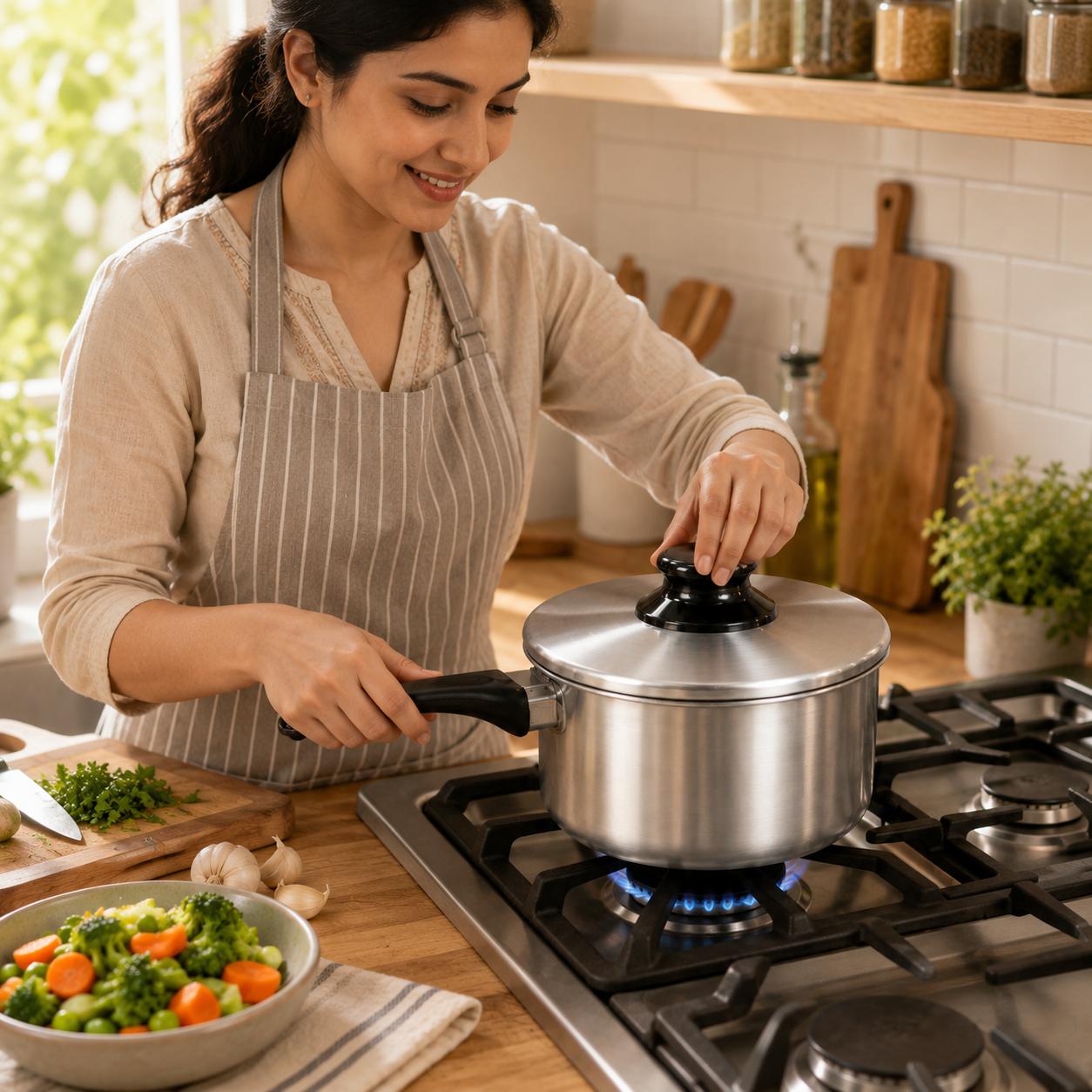 3-Piece Saucepan with Lid & Frying Basket