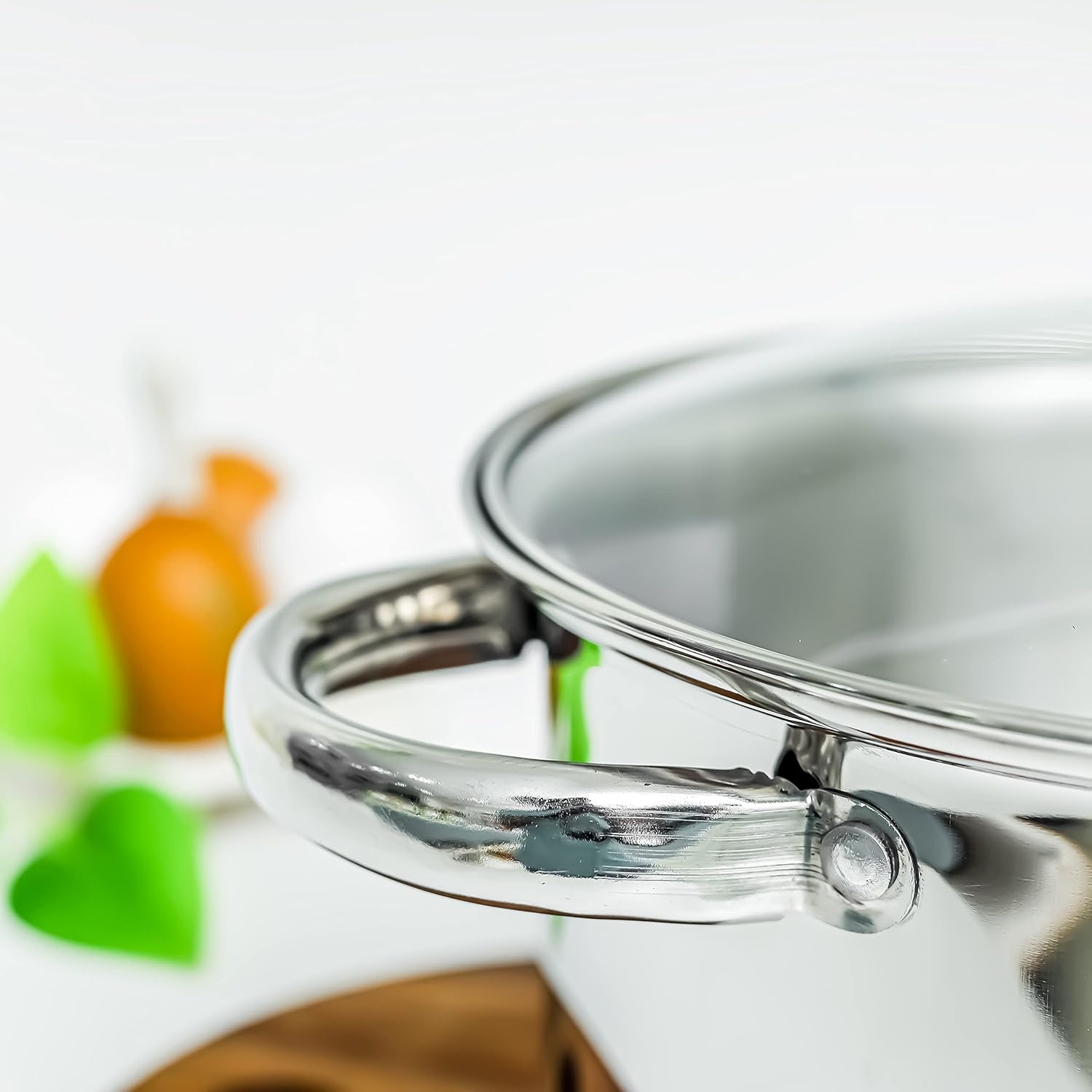 24cm Stainless Steel Casserole with Glass Lid and Induction Base