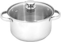 22cm Stainless Steel Casserole with Induction Base and Glass Lid