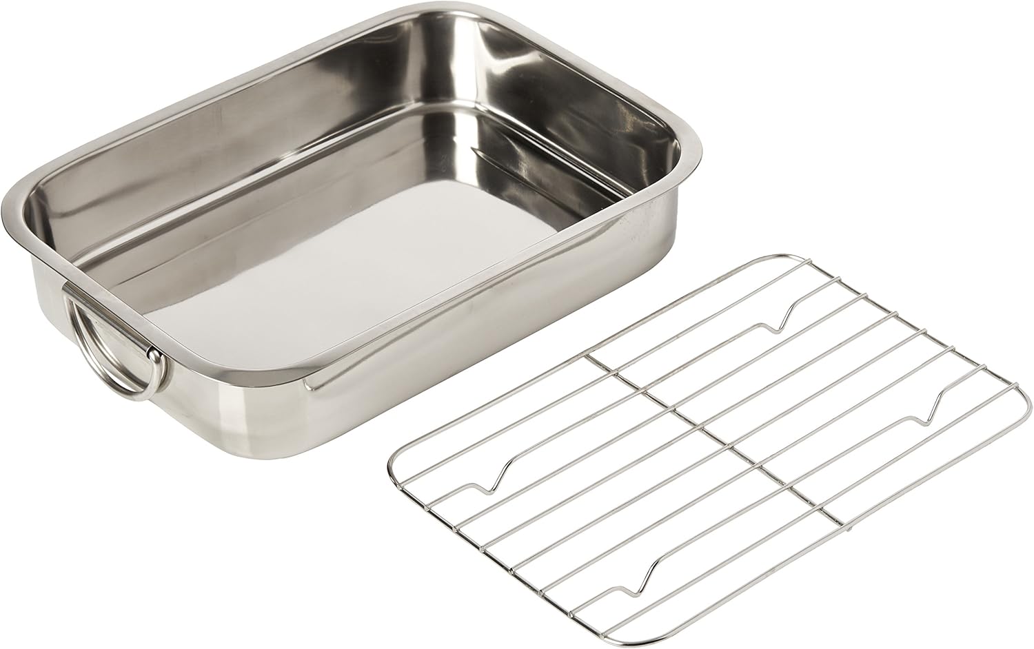 32cm x 23cm Stainless Steel Roasting Pan with Rack Oven Cooker Grill Pan