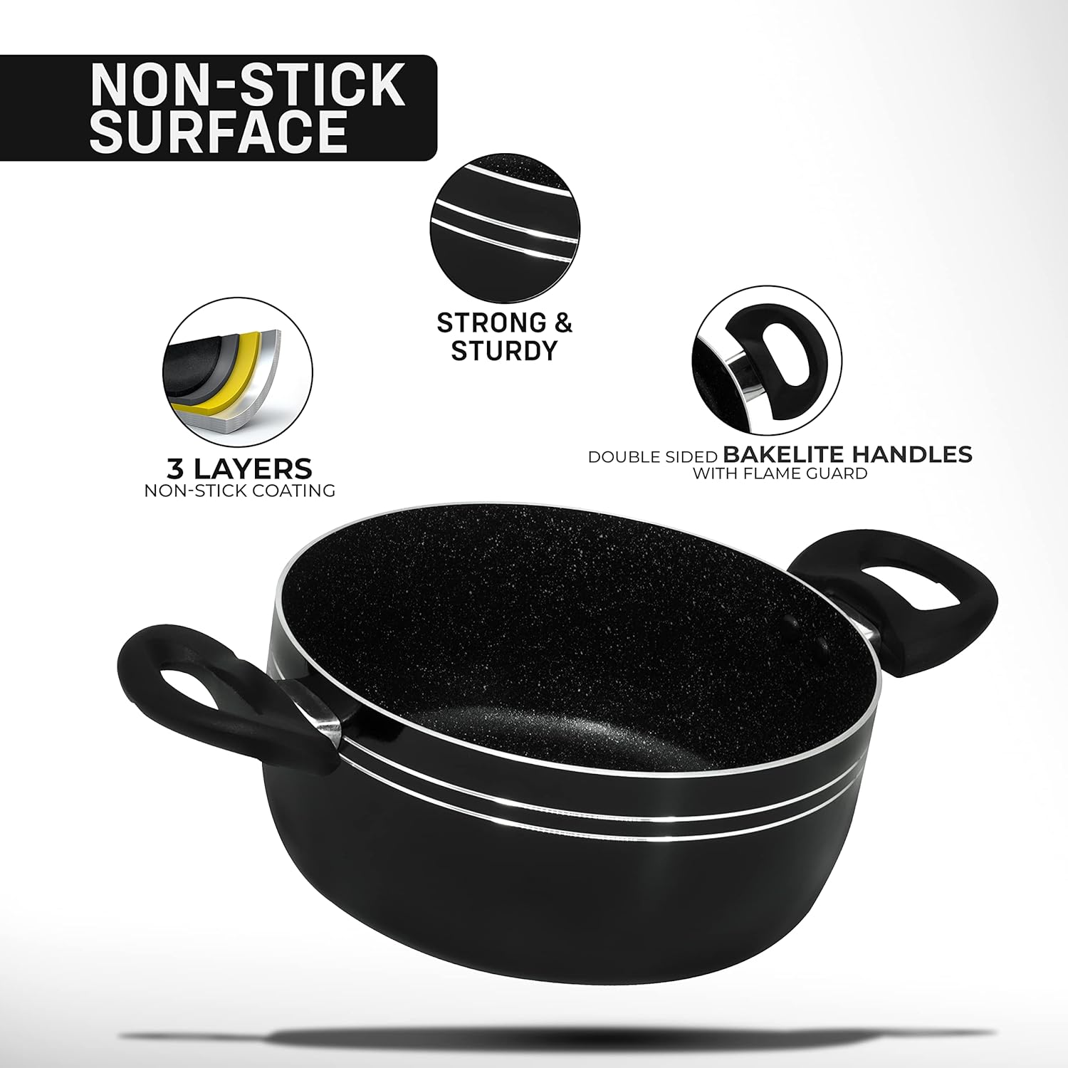 32cm Stovetop Stockpot Black Induction Bottom