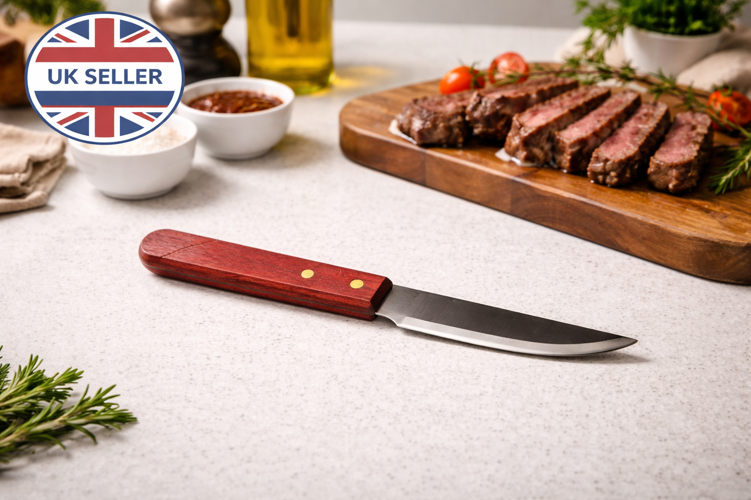 BBQ Knife – Stainless Steel Blade with Wooden Handle