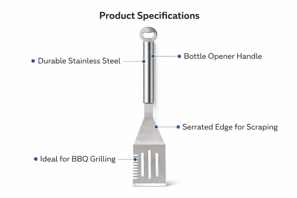 BBQ Slotted Turner – Stainless Steel Spatula with Bottle Opener, 46cm