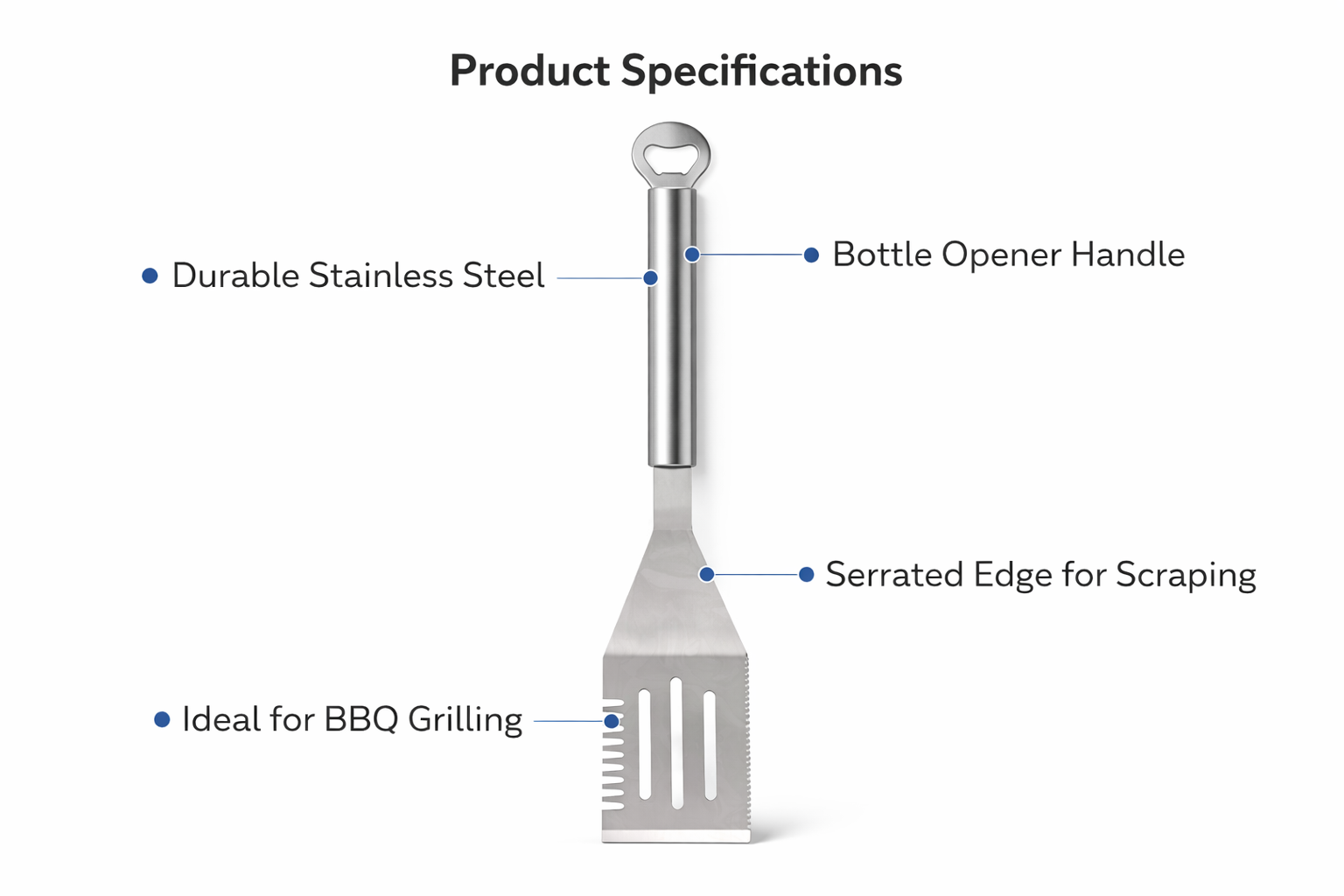 BBQ Slotted Turner – Stainless Steel Spatula with Bottle Opener, 46cm