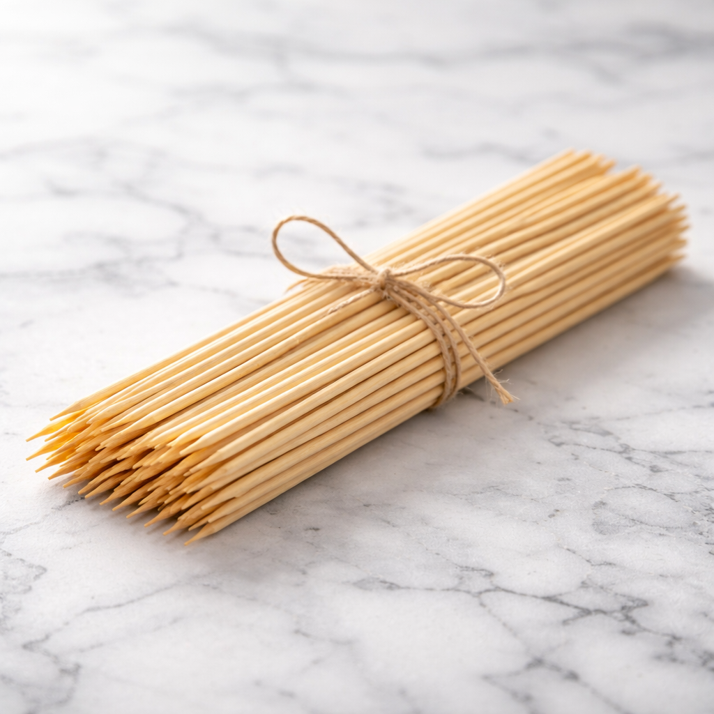 100 Piece Bamboo Skewers 30CM – 4MM Thick, Natural Bamboo, Sharp Point – BBQ Kebab Skewers for Grilling, Barbecue, Canapés & Fruit Skewers – Bulk Pack