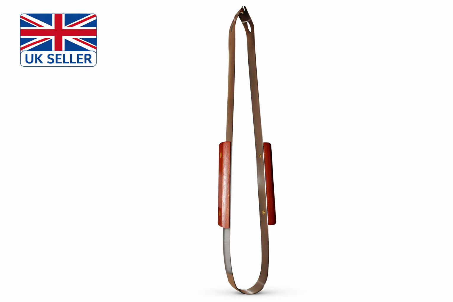 Stainless Steel & Wood BBQ Gripper Tongs – Long-Reach Barbecue Food Gripper with Wooden Handles