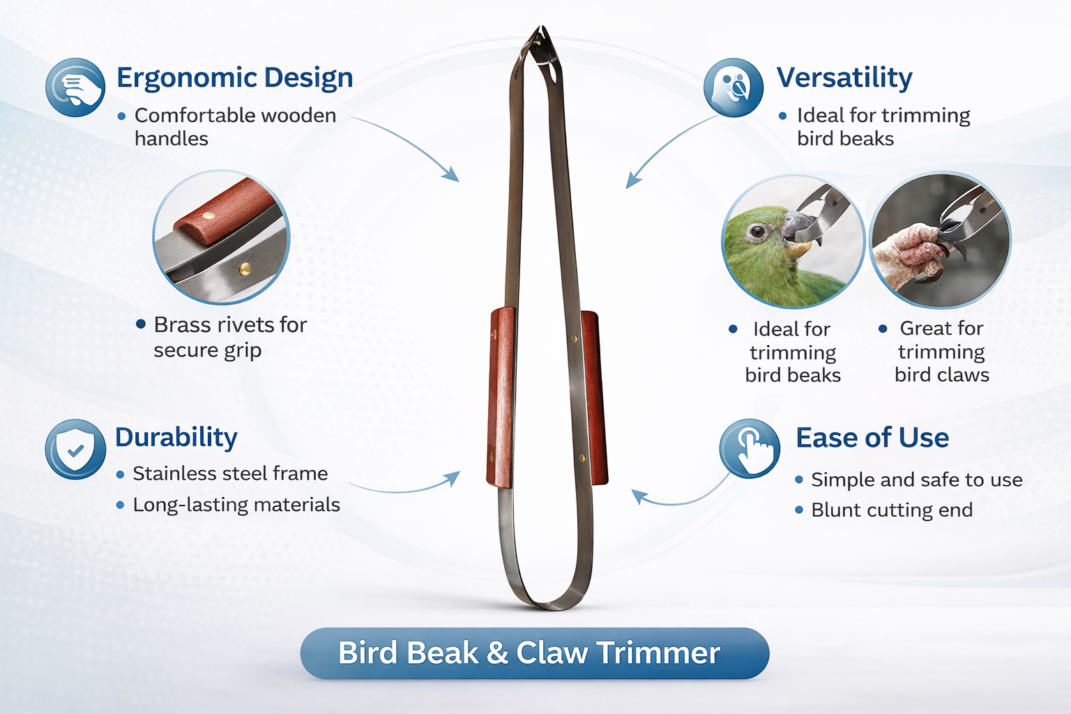 Stainless Steel & Wood BBQ Gripper Tongs – Long-Reach Barbecue Food Gripper with Wooden Handles