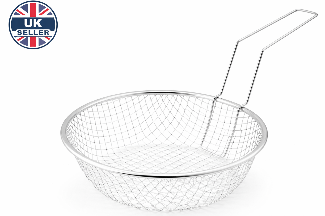 20cm 8'' Stainless Steel Wire Mesh Frying Basket with Handle – Round Chip Basket Deep Fry Strainer Cooking Basket for Fryer Pan