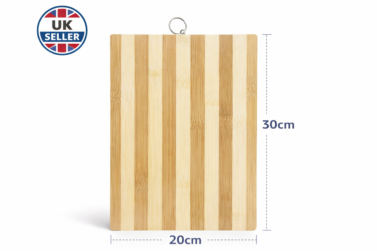 Bamboo Cutting Board 30cm x 20cm and 34cm x 24cm – Lightweight Double Sided Kitchen Chopping Board with Hanging Ring Non-Toxic Odourless