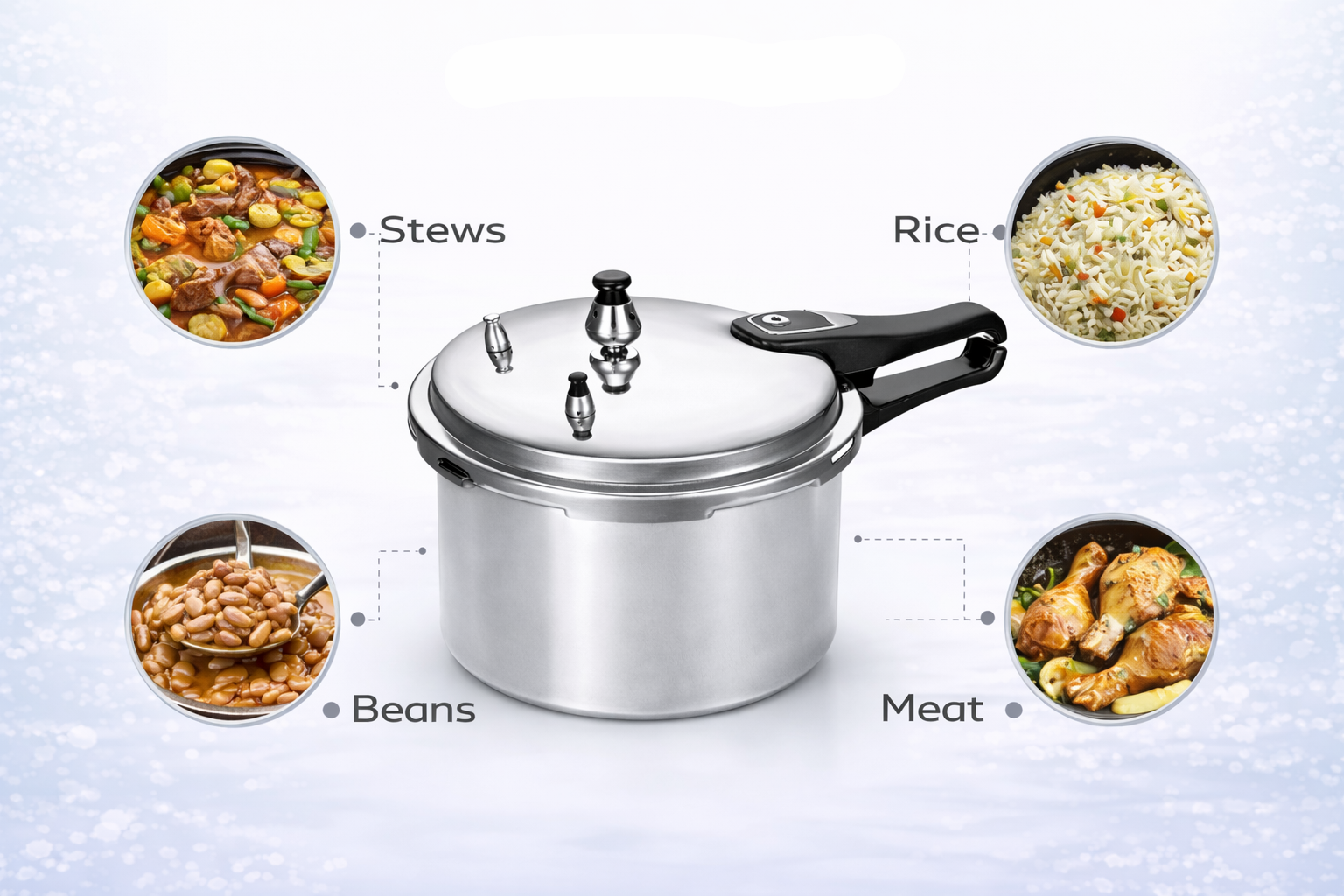Heavy Duty Aluminium Pressure Cooker | Safety Valve | Self-Locking | 3L 5L 7L 9L 11L 13L Available