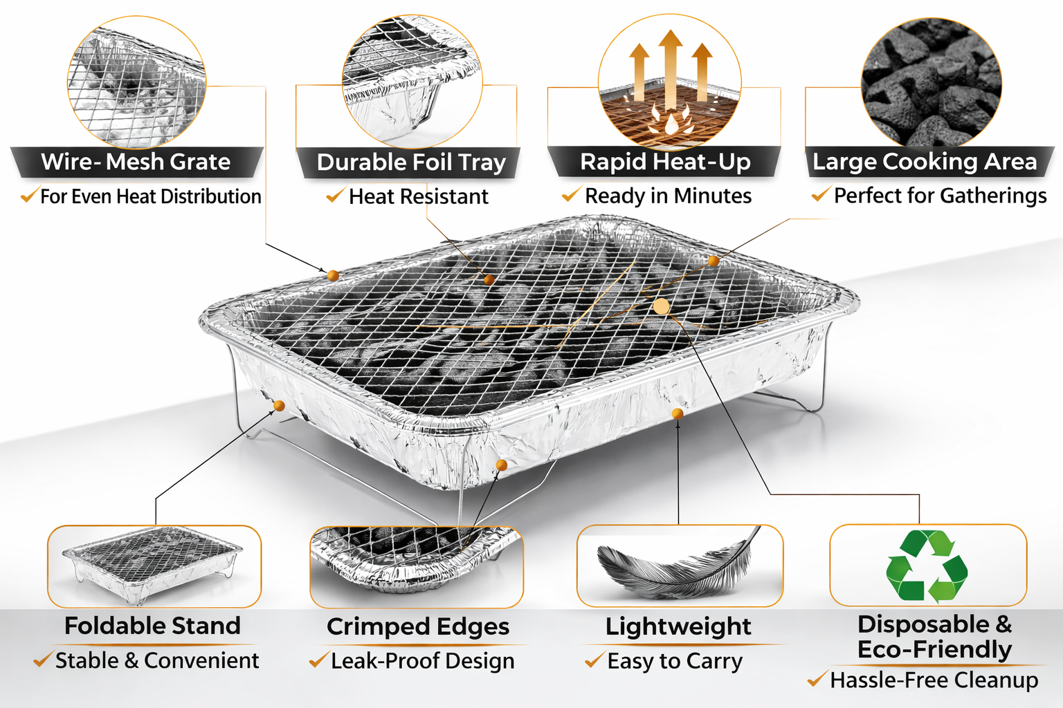 Jumbo 1kg Disposable Instant BBQ | No Fire-Lighters | 1.5 Hour Burn | Camping Beach Parties
