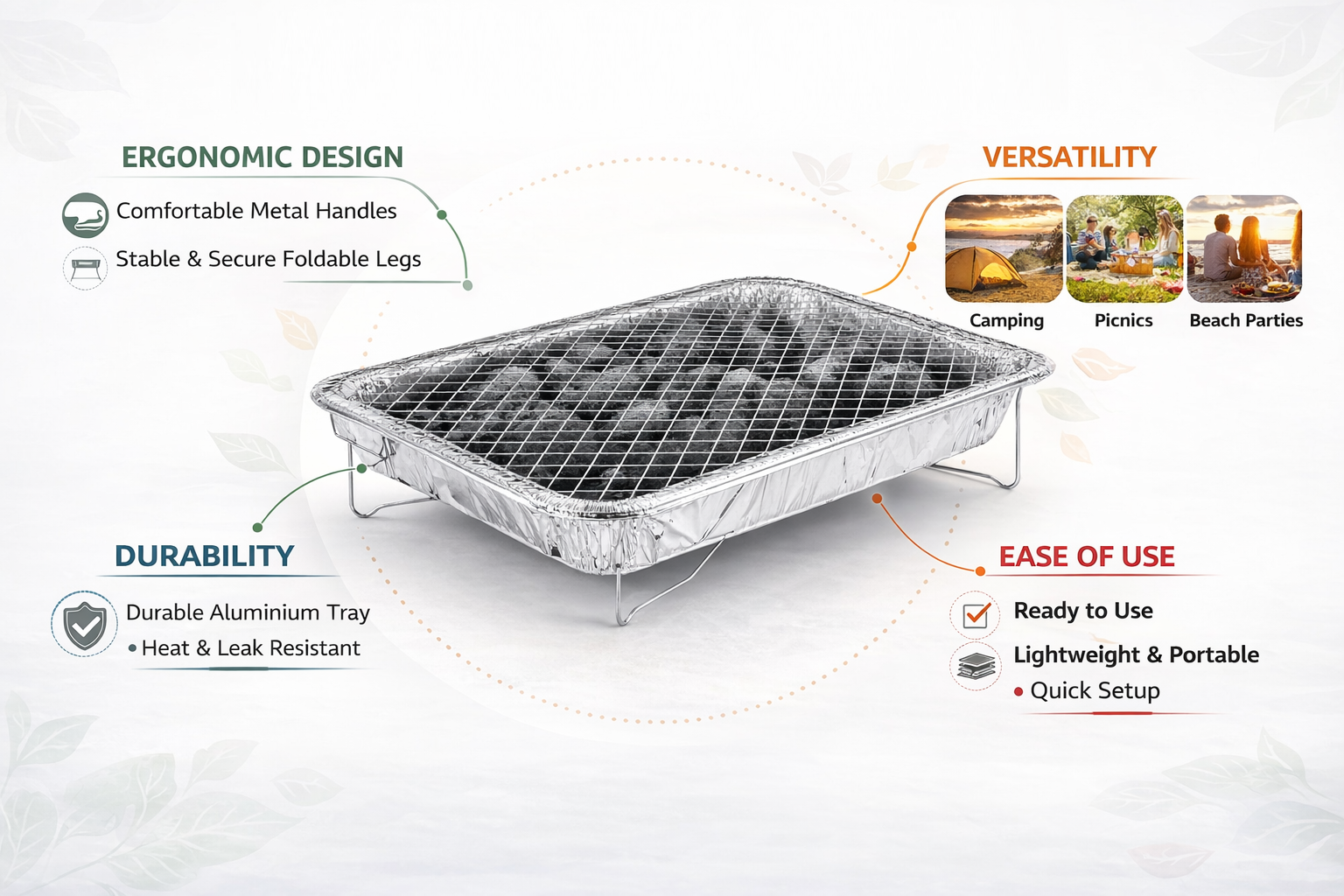 Jumbo 1kg Disposable Instant BBQ | No Fire-Lighters | 1.5 Hour Burn | Camping Beach Parties