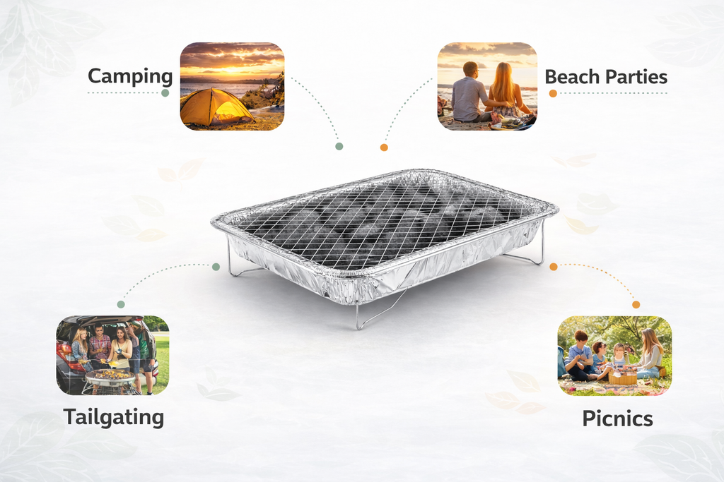 Jumbo 1kg Disposable Instant BBQ | No Fire-Lighters | 1.5 Hour Burn | Camping Beach Parties