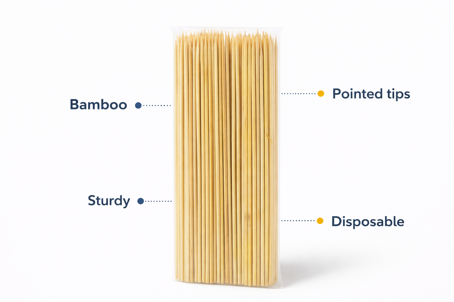 Bamboo Skewers 25cm 150 Pack | Extra Thick | Single Point | Non-Porous | BBQ Oven Party Use