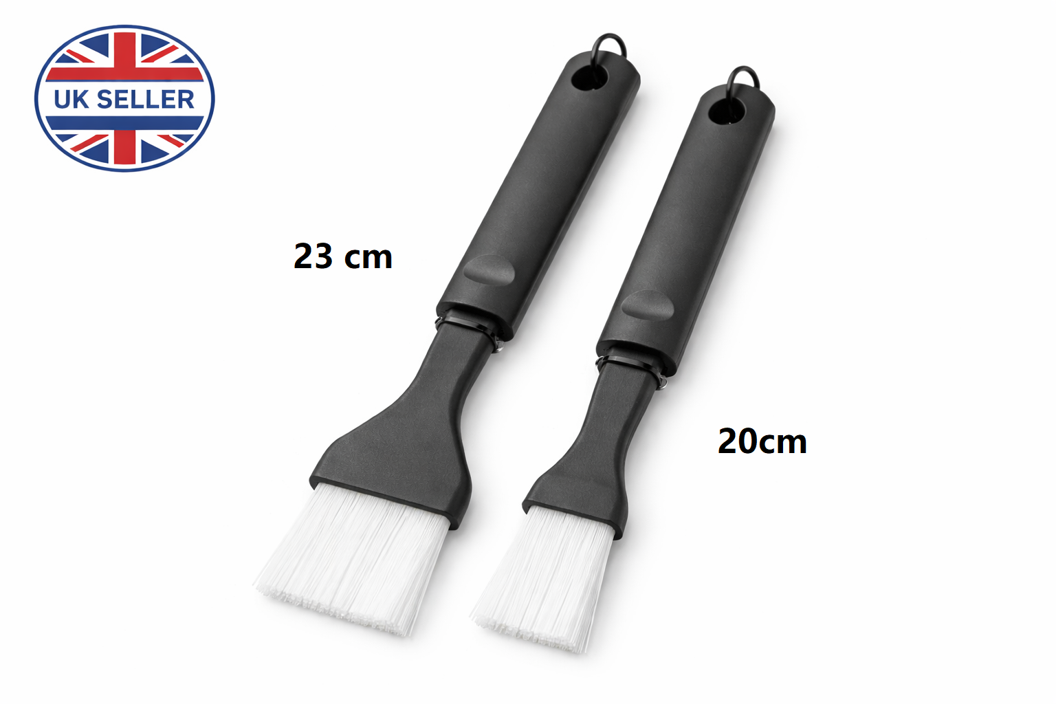 2 Piece BBQ Brush Set | Nylon Bristles | Hanging Loop | 23cm & 20cm | Grill Oven Kitchen Use