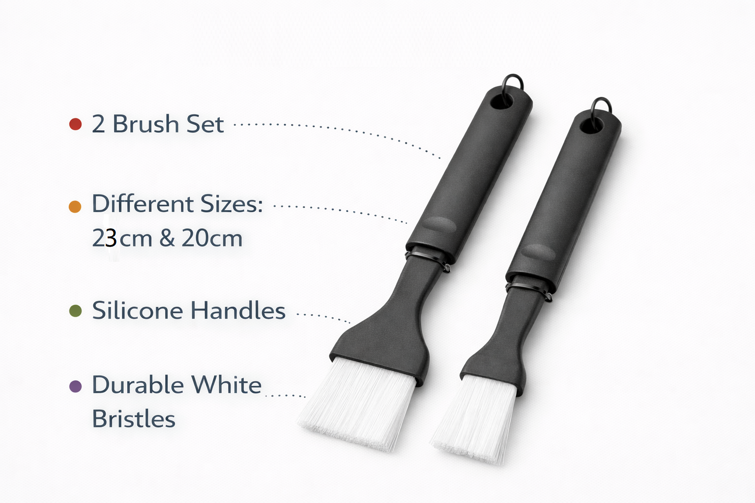 2 Piece BBQ Brush Set | Nylon Bristles | Hanging Loop | 23cm & 20cm | Grill Oven Kitchen Use