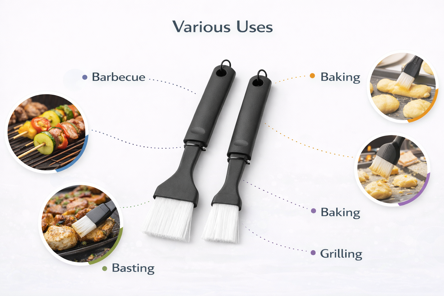 2 Piece BBQ Brush Set | Nylon Bristles | Hanging Loop | 23cm & 20cm | Grill Oven Kitchen Use