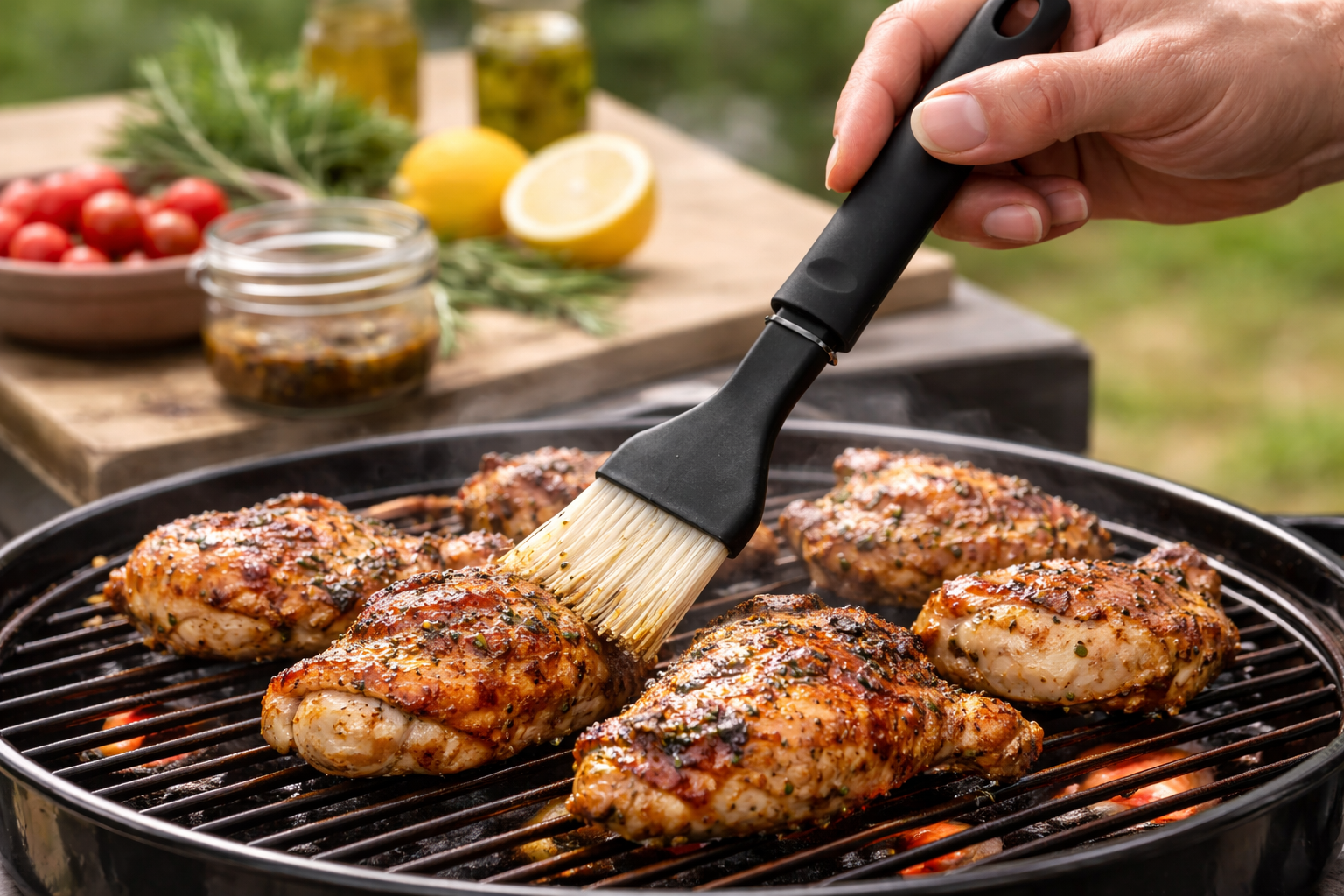 2 Piece BBQ Brush Set | Nylon Bristles | Hanging Loop | 23cm & 20cm | Grill Oven Kitchen Use