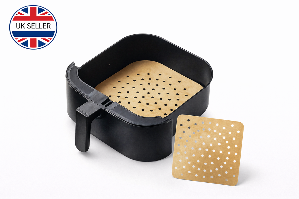 Reusable Non-Stick Air Fryer Liner PTFE – Square or Rectangle Perforated Basket Mat 19cm 21.5cm Square or 21x14cm Rectangle