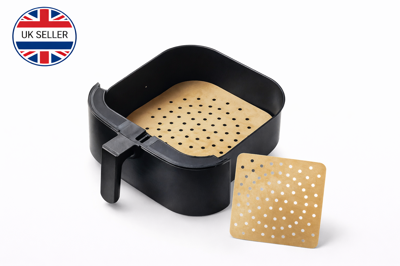 Reusable Non-Stick Air Fryer Liner PTFE – Square or Rectangle Perforated Basket Mat 19cm 21.5cm Square or 21x14cm Rectangle