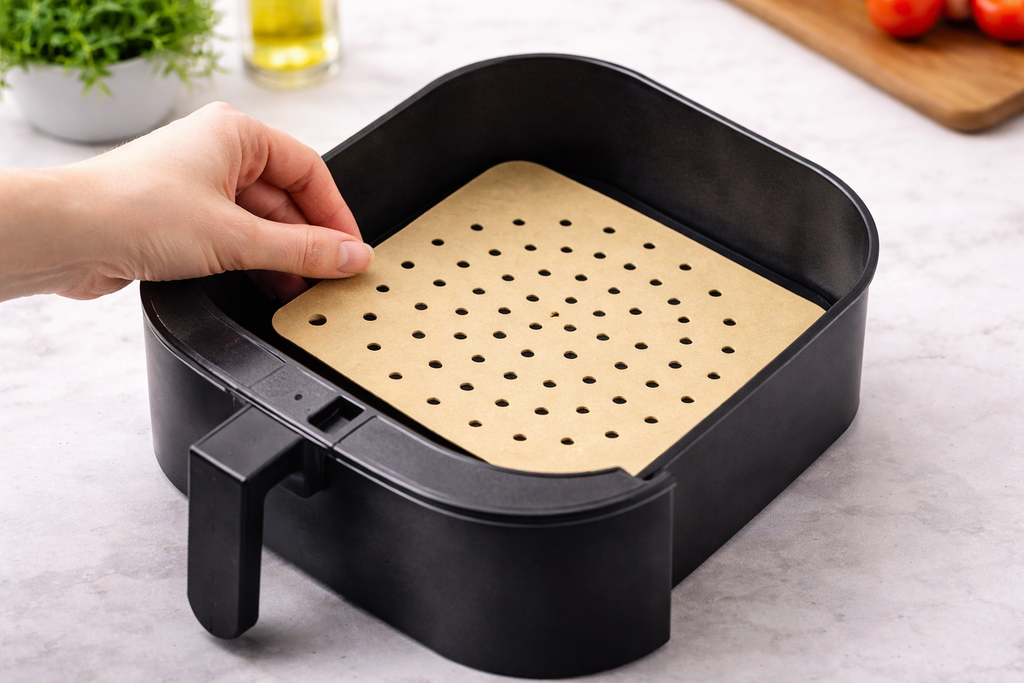 Reusable Non-Stick Air Fryer Liner PTFE – Square or Rectangle Perforated Basket Mat 19cm 21.5cm Square or 21x14cm Rectangle