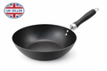24cm Non-Stick Carbon Steel Wok with Bakelite Handle – Lightweight Deep Fry Pan for Gas & Electric Hob Cooking